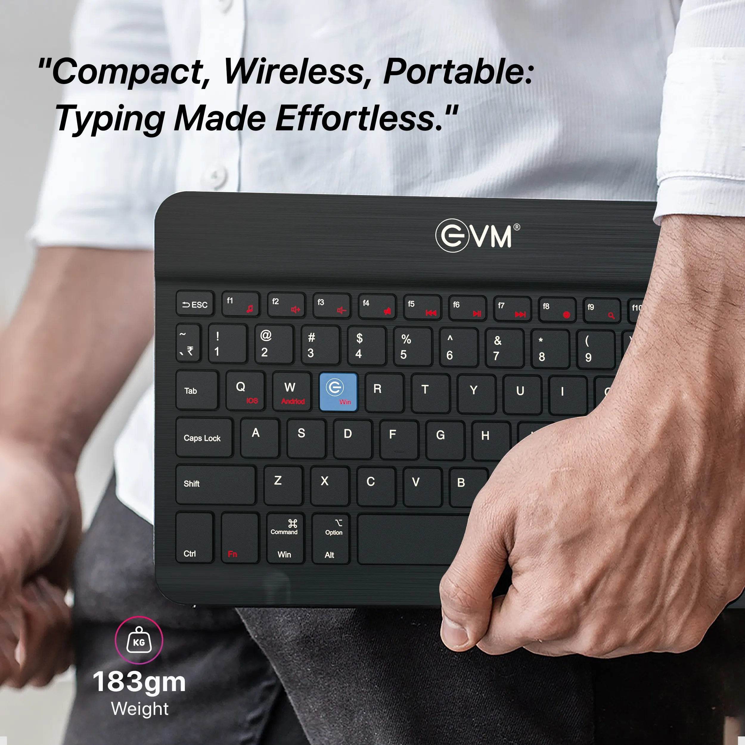 EVM Wireless Keyboard Rechargeable EnEdge WLKM Silver Black view 4